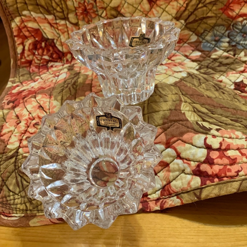 Vintage Zajecar, Crystal candlestick holders (2 pc set), EUC